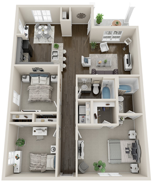 C1 - Three Bedroom / Two Bath - 1,219 Sq. Ft.*